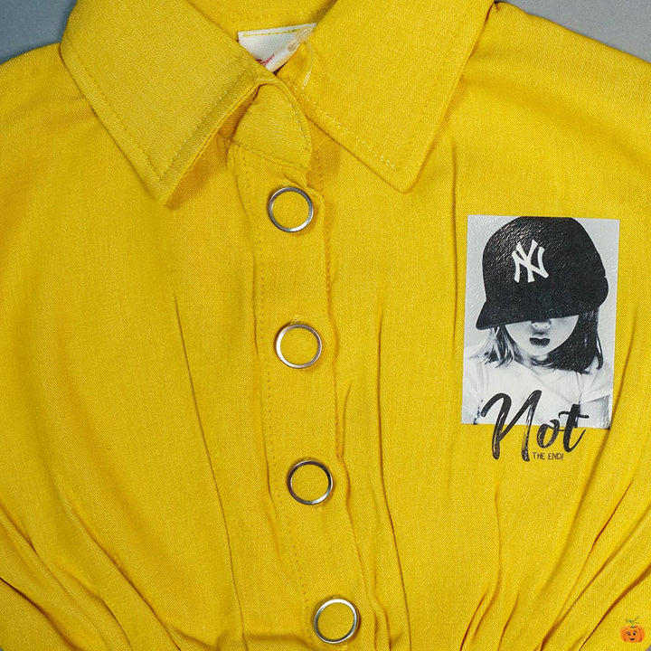 Collard Black and Yellow Top for Kids Close Up View