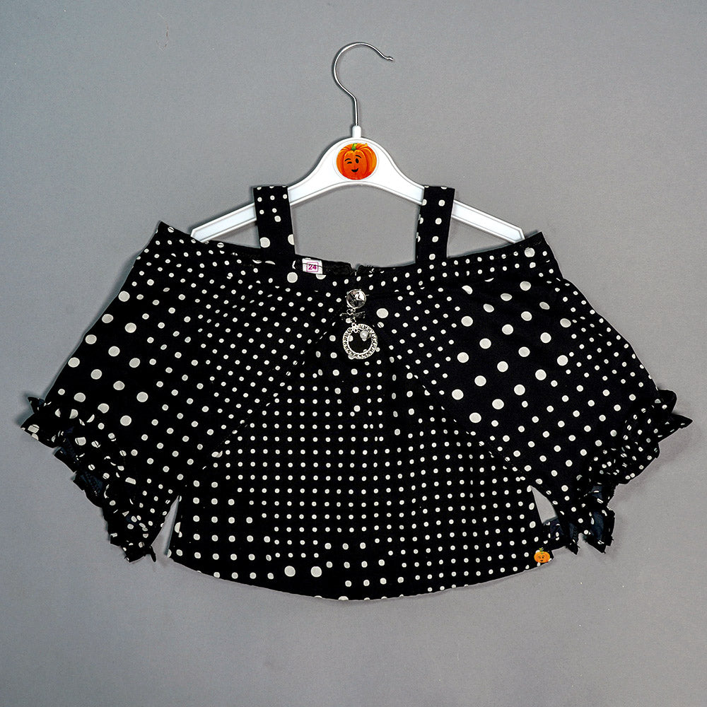 Stylish Baby Girl Tops with Dotted Pattern Front View