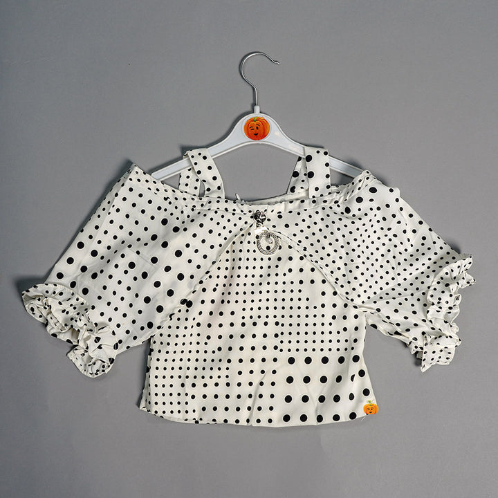 Stylish Baby Girl Tops with Dotted Pattern Front View