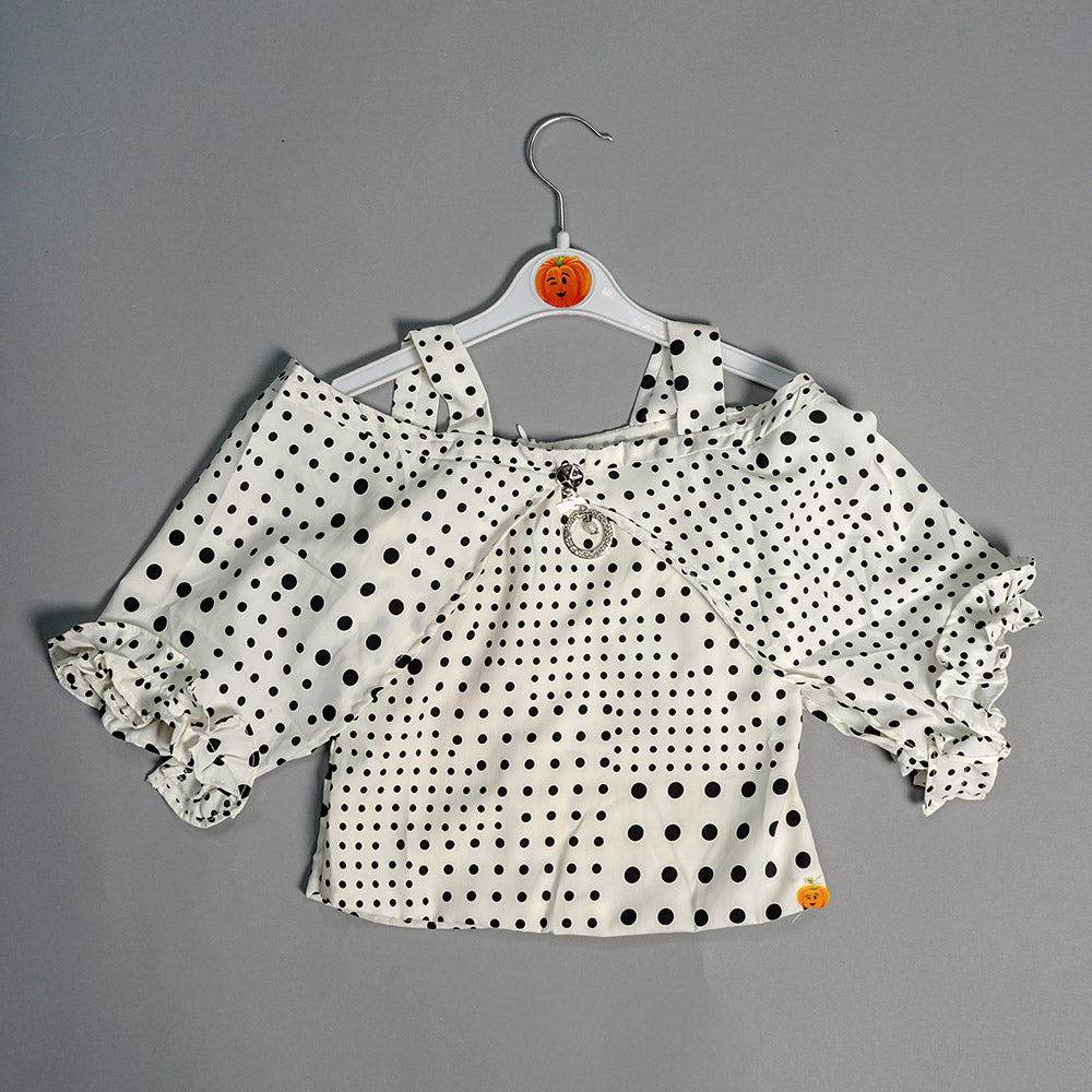 Stylish Baby Girl Tops with Dotted Pattern Front View