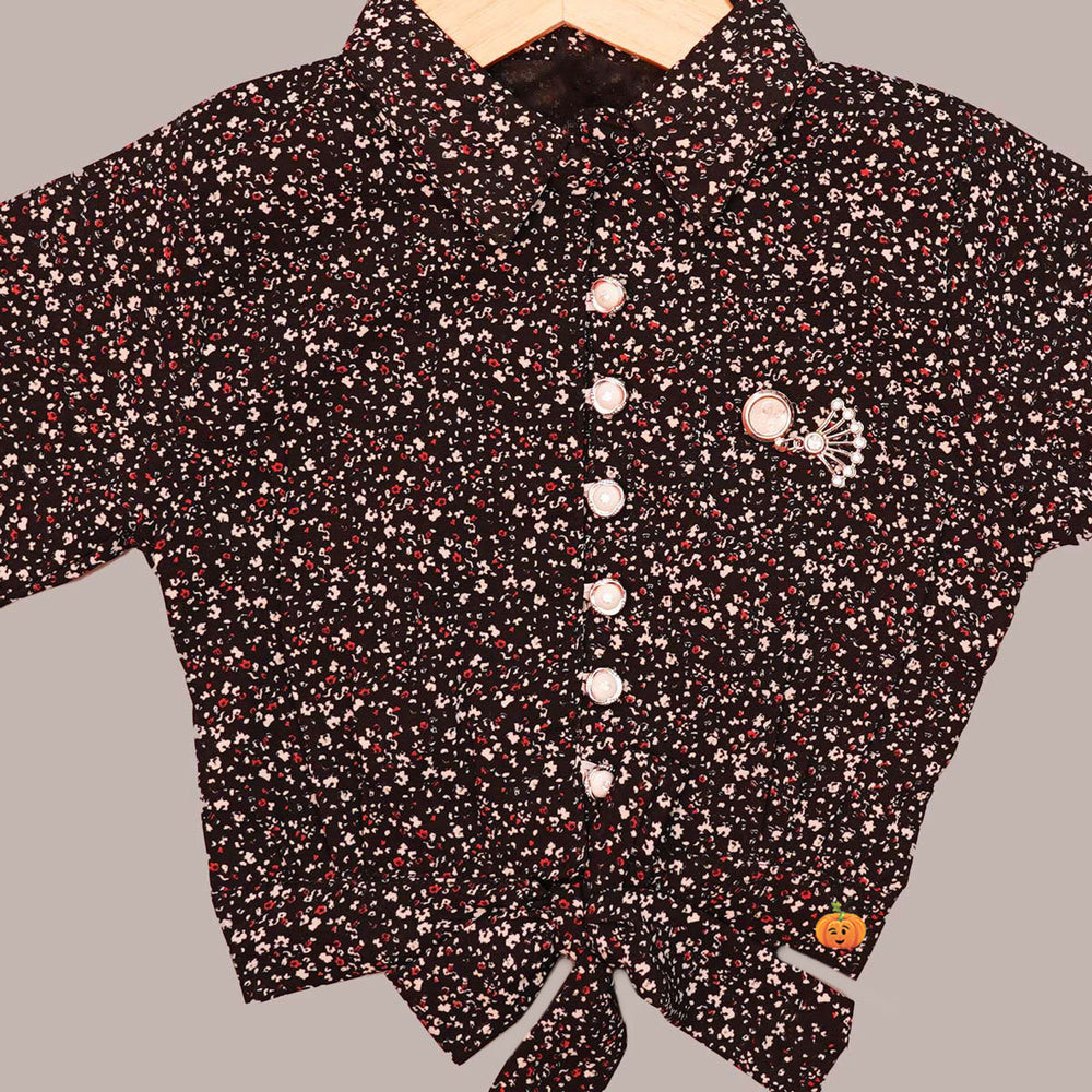 Printed Full Sleeves Girls Top Close Up View