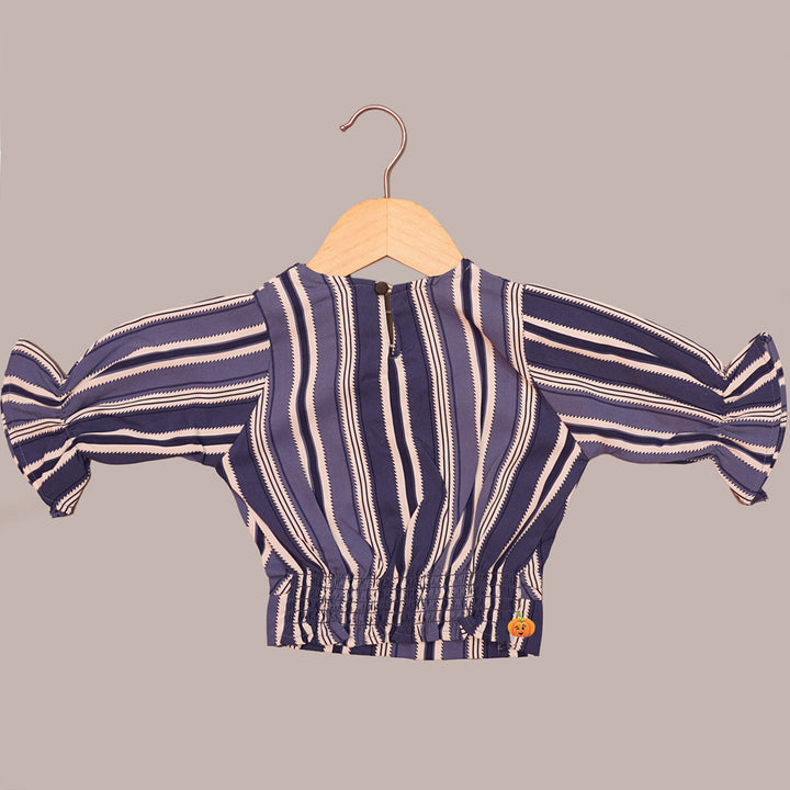 Striped Bell Sleeves Girls Top Back View