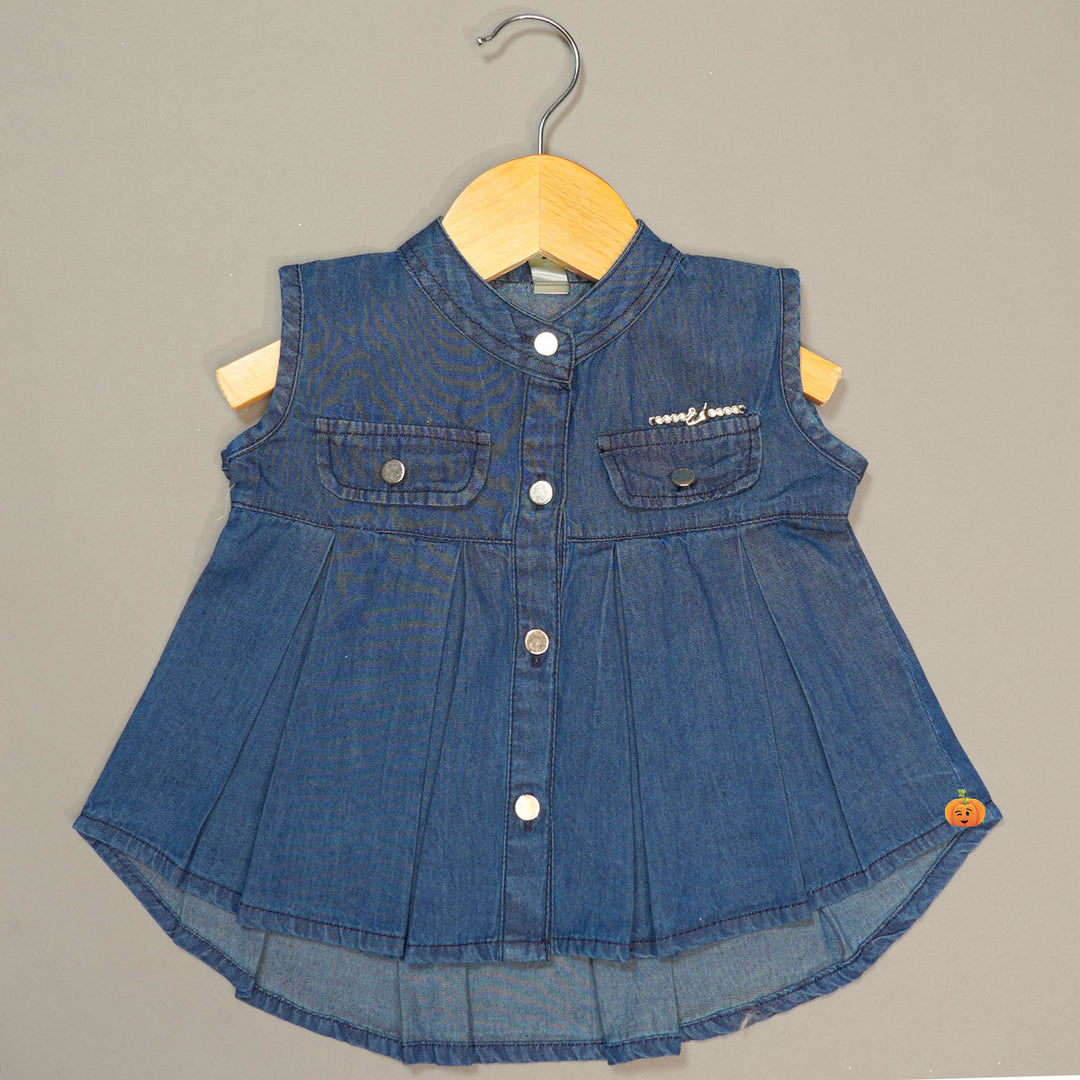 Denim Shirt Style Top for Girls Front View