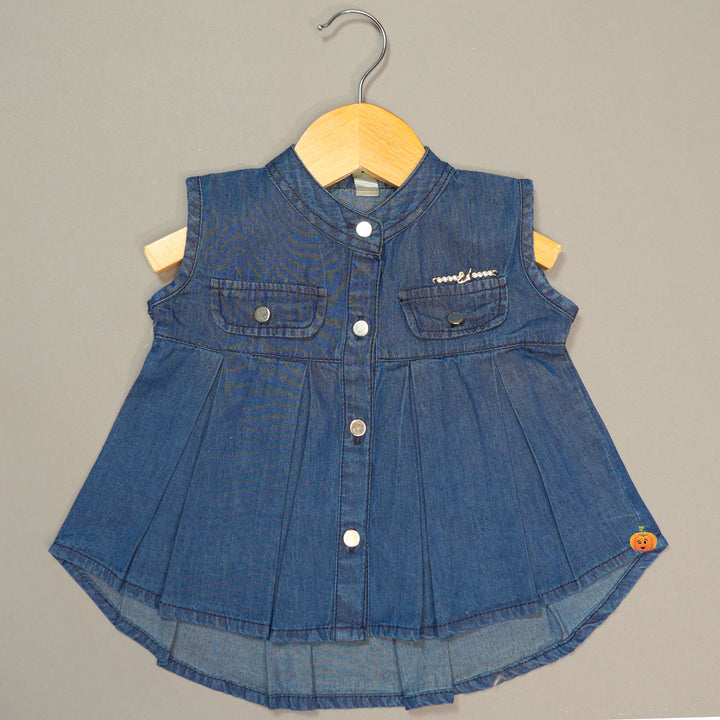 Denim Shirt Style Top for Girls Front View
