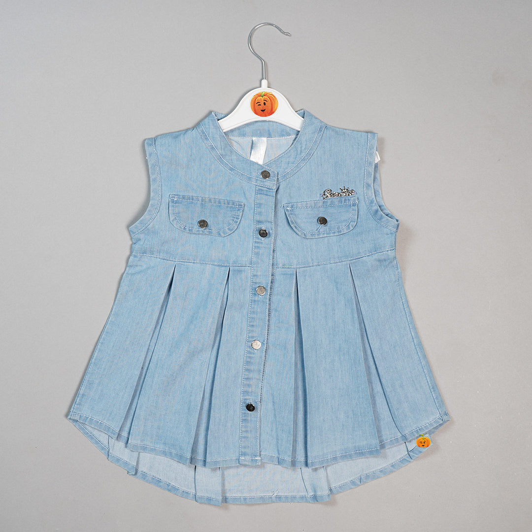 Denim Shirt Style Top for Girls Front View