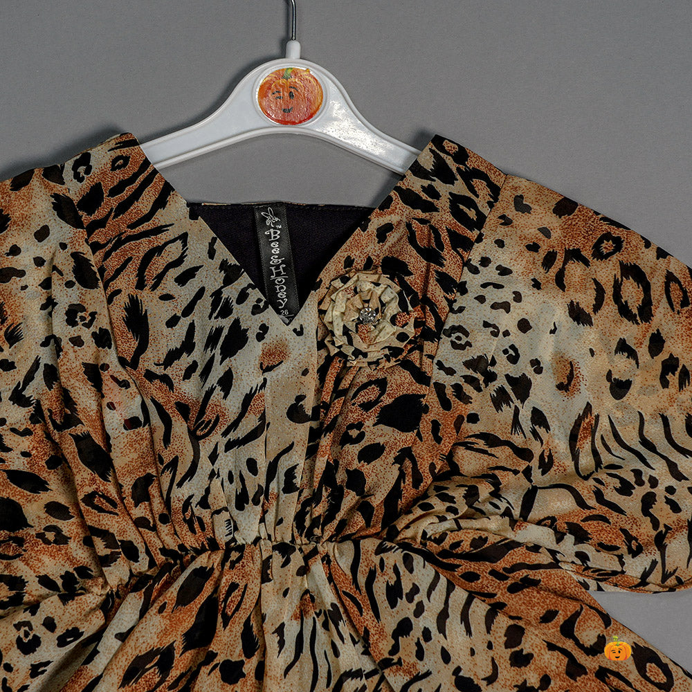 Tiger Print Top for Kids Close Up View