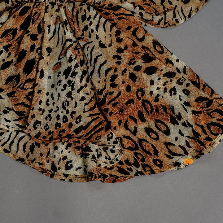 Tiger Print Top for Kids Close Up View