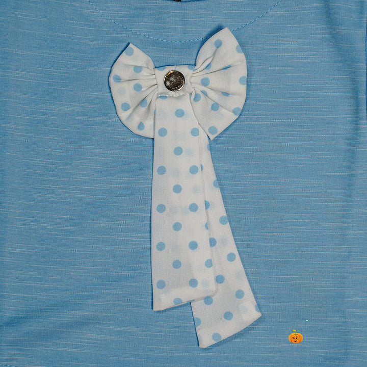 Half Sleeves Baby Girl Tops with Bow Tie Close Up View