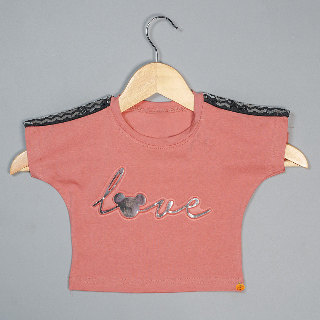 Calligraphic Print Top for Kids Front View