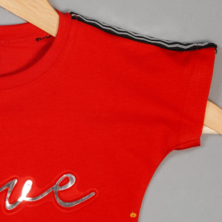 Calligraphic Print Top for Kids Close Up View