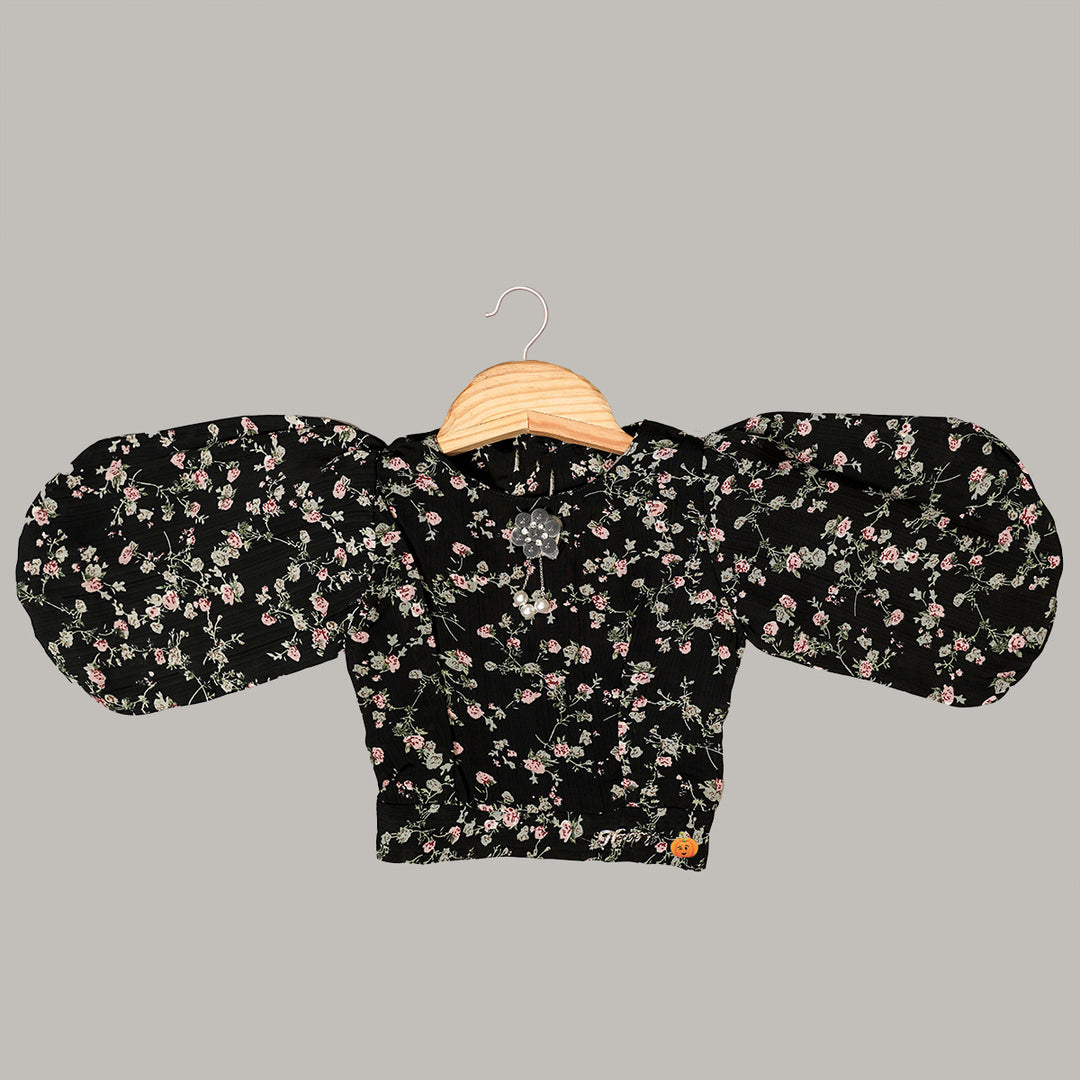 Floral Printed Top for Girls Front View
