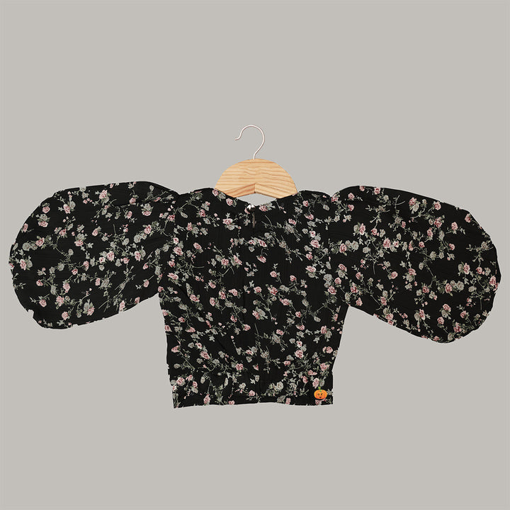 Floral Printed Top for Girls Back View 