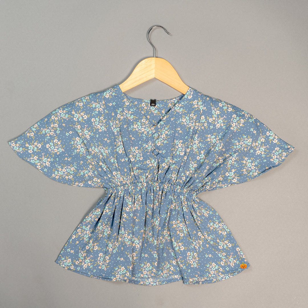 Top for Kids with Leaf Print Design Front View'