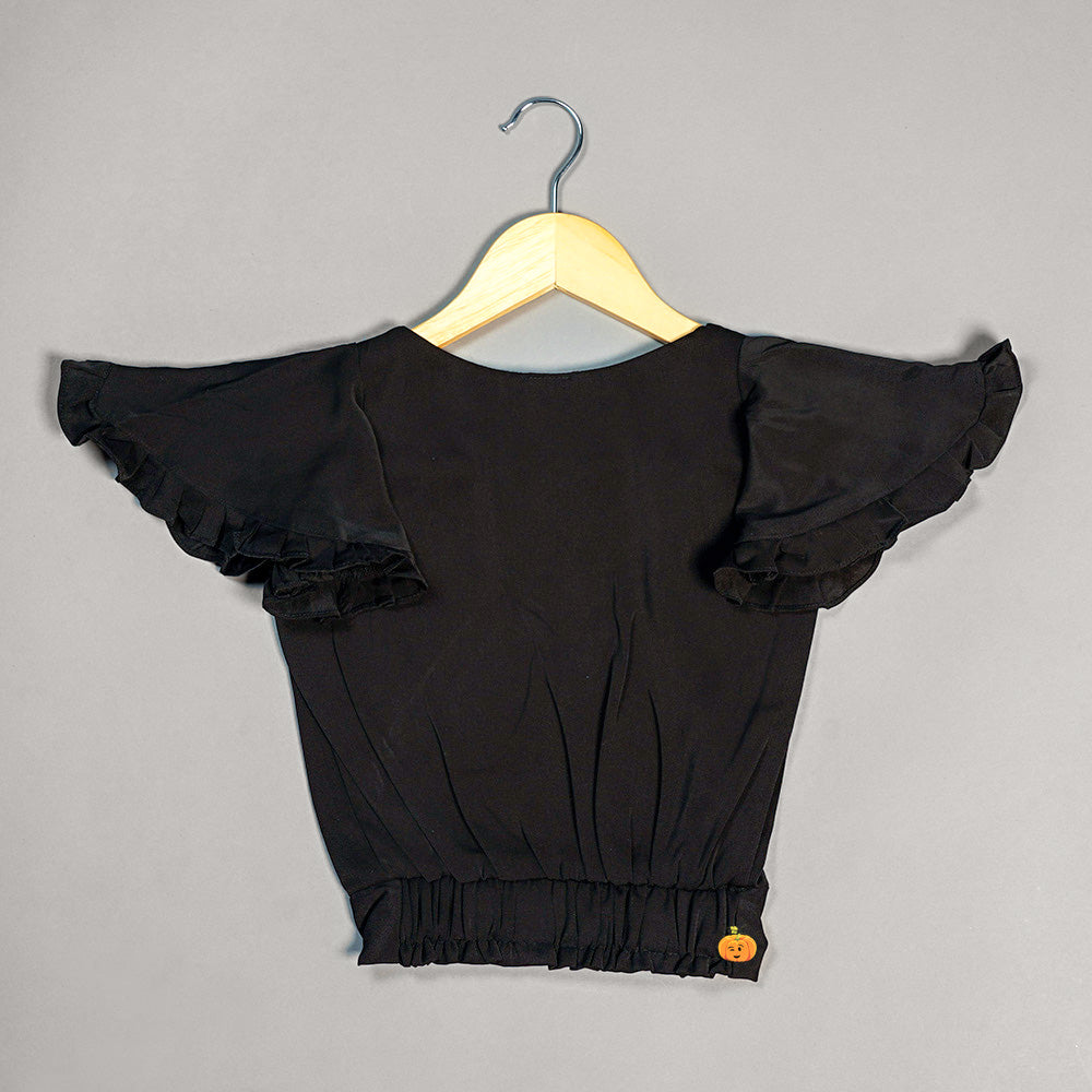Calligraphic Print Tops for Girls Back View