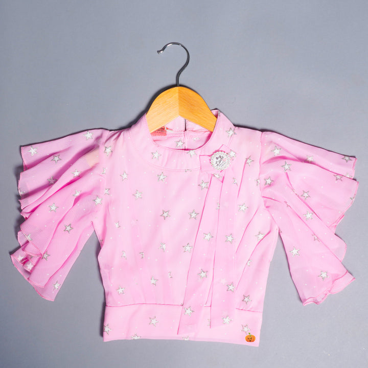 Tops for Girls with Star Print Designs Front View