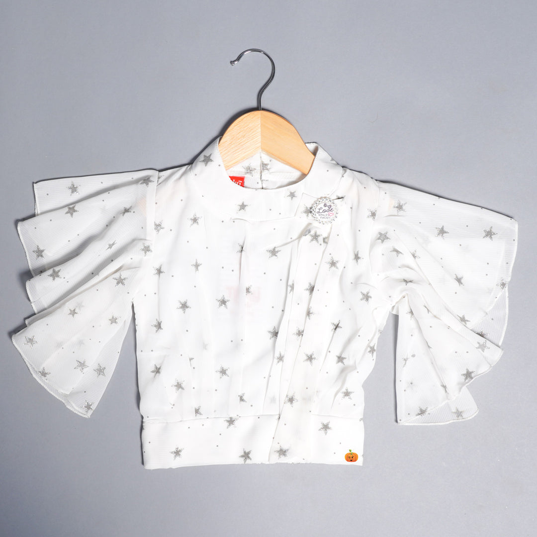 Tops for Girls with Star Print Designs Front View