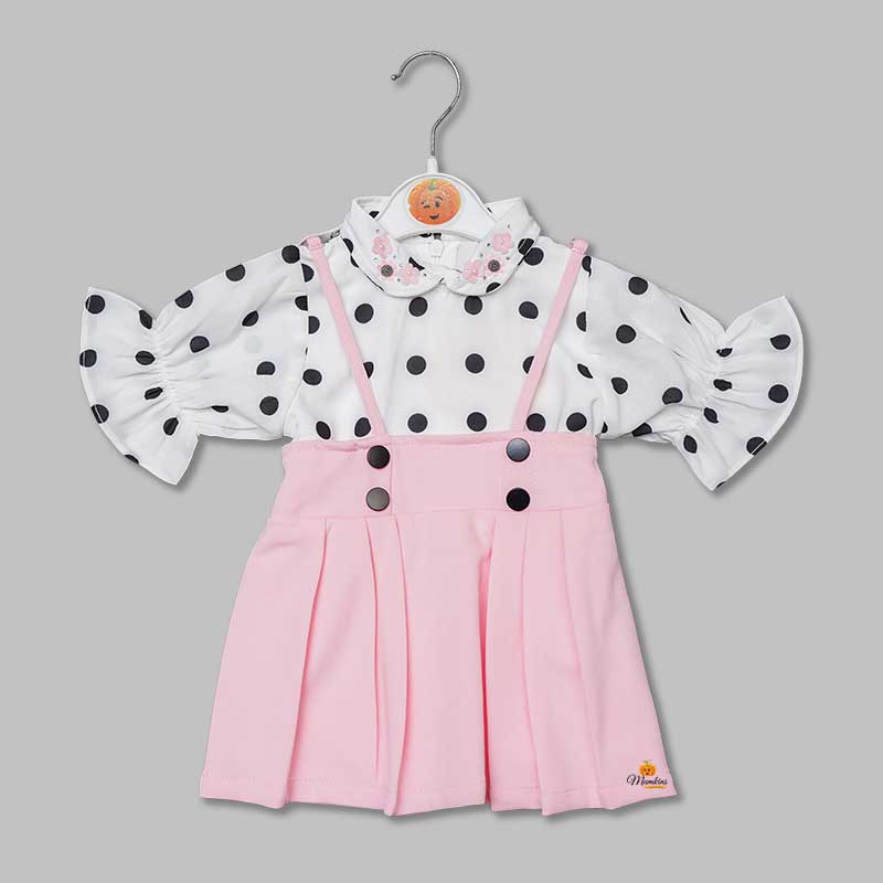 Western Dresses For Girls And Kids With Polka PrintPINK