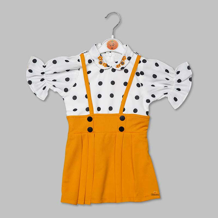 Western Dresses For Girls And Kids With Polka PrintMUSTARD