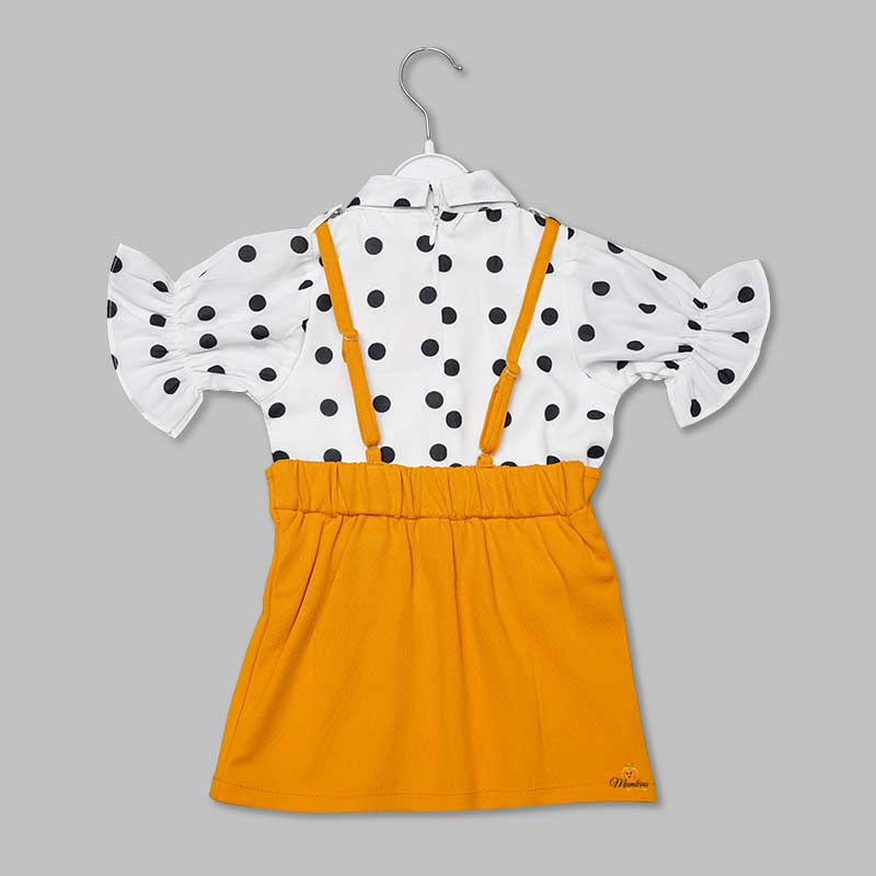 Western Dresses For Girls And Kids With Polka PrintMUSTARD