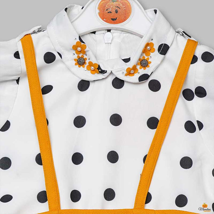 Western Dresses For Girls And Kids With Polka PrintMUSTARD