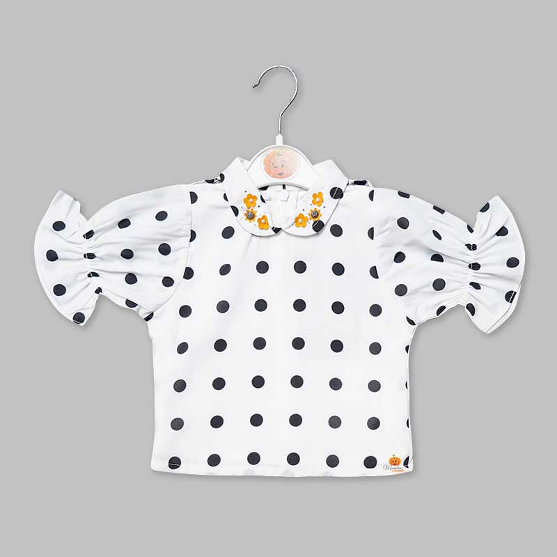 Western Dresses For Girls And Kids With Polka PrintMUSTARD