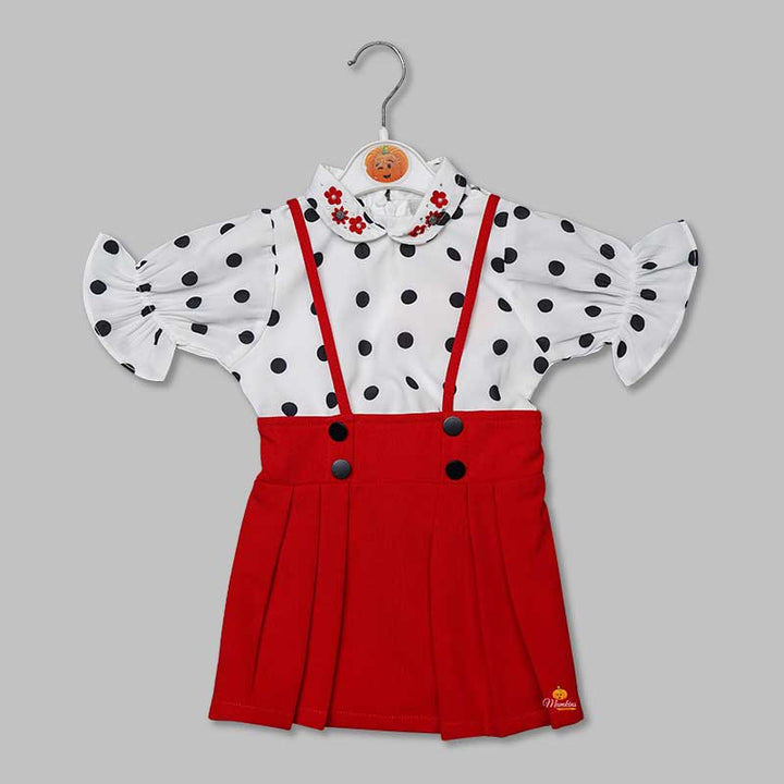 Western Dresses For Girls And Kids With Polka PrintRED