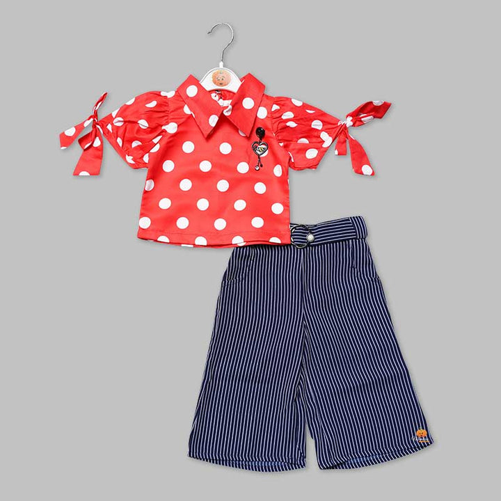 Western Dresses For Girls And Kids With Polka PrintRED