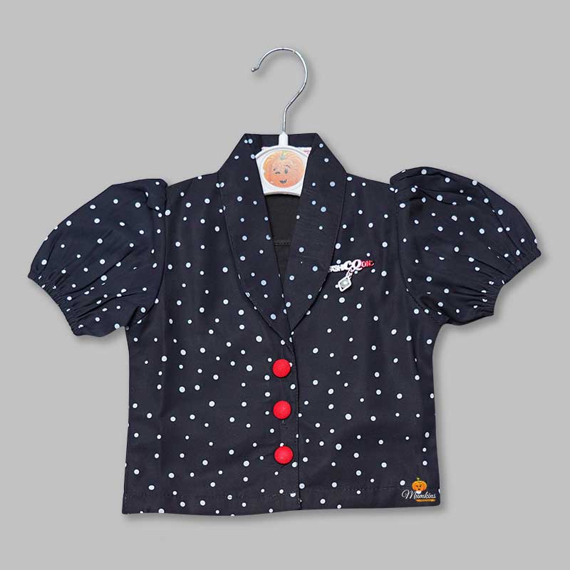 Western Dress For Girls And Kids With Polka Dotted PatternRED