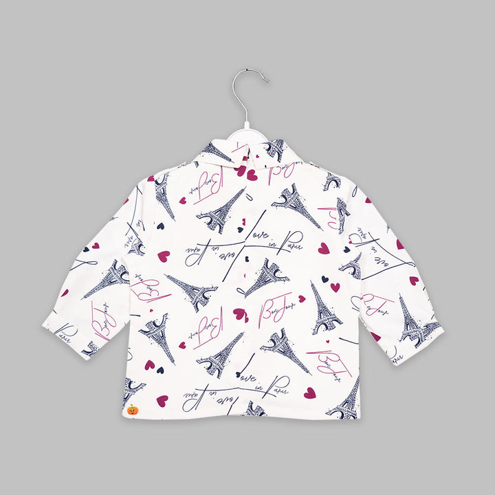 Skirt & Top For Kids With Eiffel Tower print