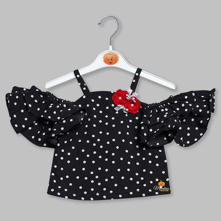 Western Set For Girls And Kids With Layered Pattern SkirtBLACK