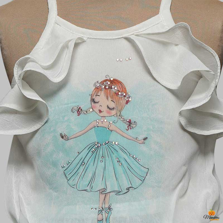 Western Set For Girls And kids With Layered Pattern SkirtBlue