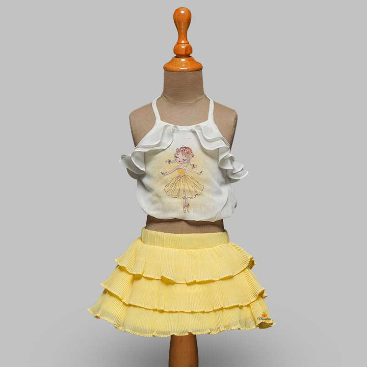 Western Set For Girls And kids With Layered Pattern SkirtLemon