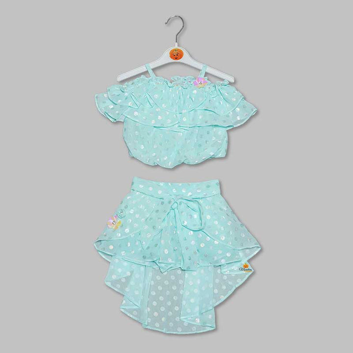 Western Set For Girls And Kids With Layered Pattern SkirtBlue