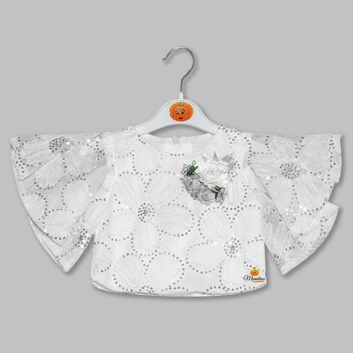 Western Set For Girls And Kids With Pleated Pattern SkirtWhite