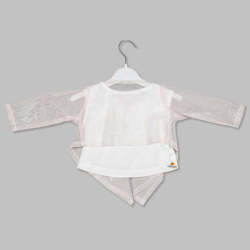 Western Set For Girls And Kids With Layered Pattern SkirtPeach