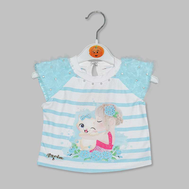 Western Set For Girls And Kids With Layered Pattern SkirtBlue