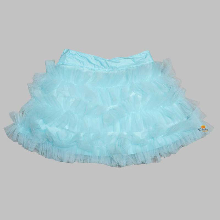 Western Set For Girls And Kids With Layered Pattern SkirtBlue