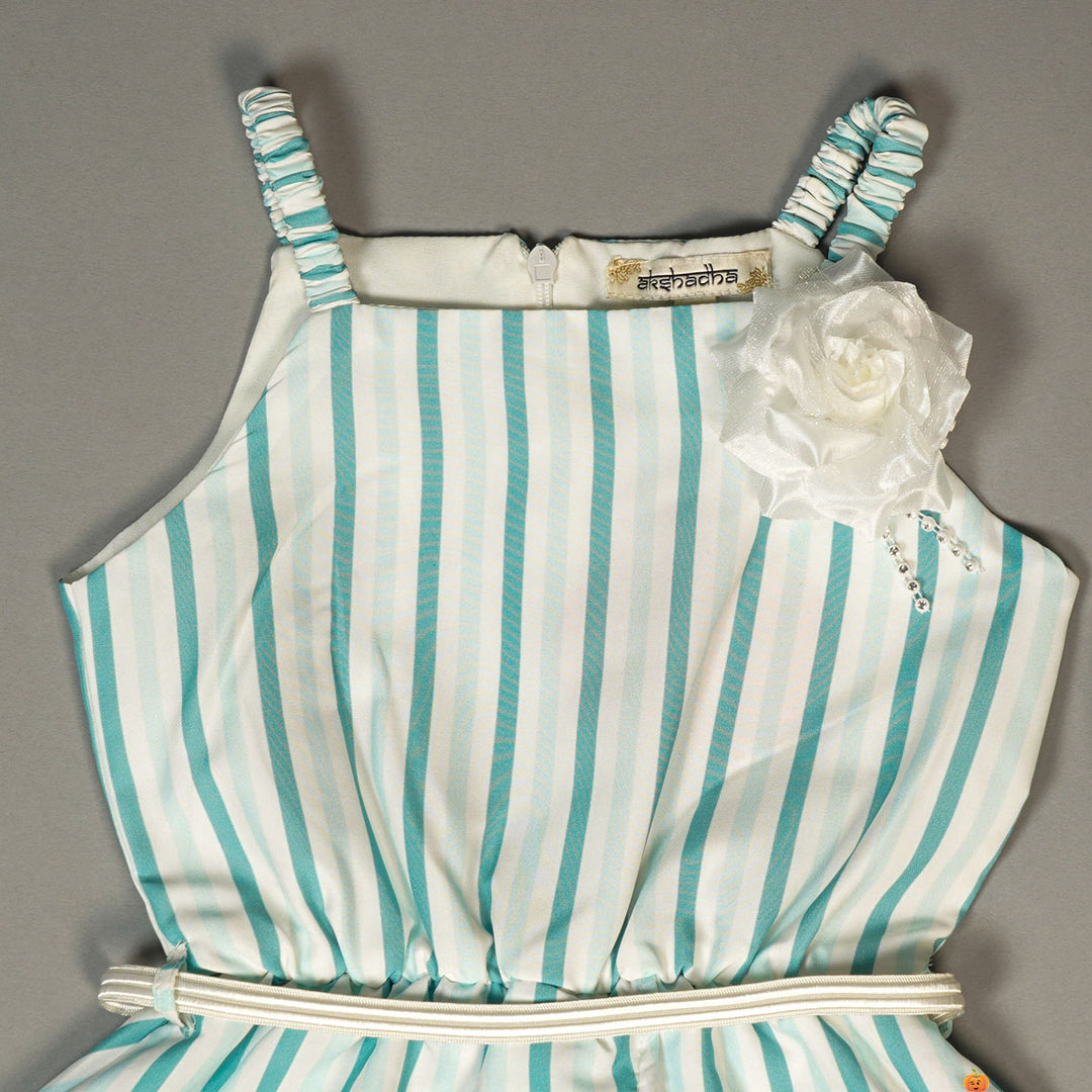 Striped Jump Suit For Girls