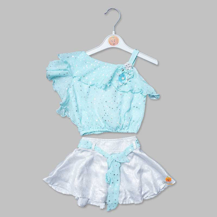 One-Shouldered Western Wear For Girls And KidsSKY BLUE