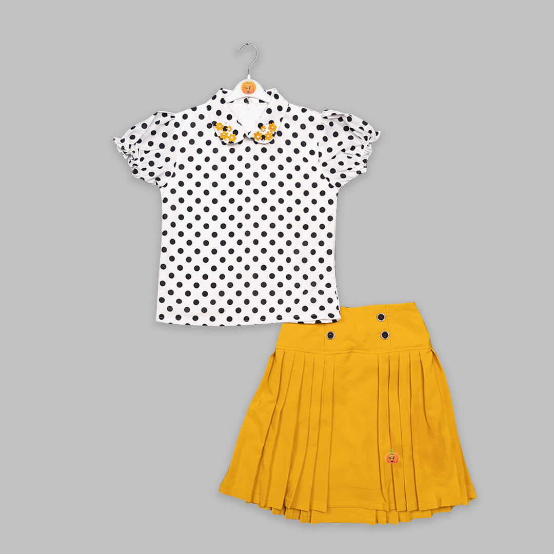 Skirt And Top For Kids With Dotted Patterns