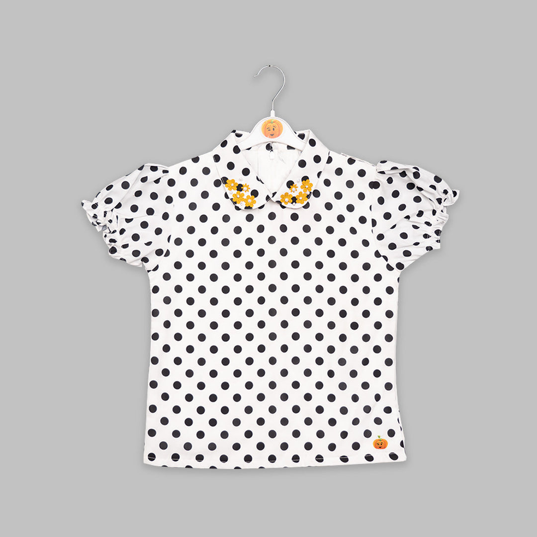 Skirt And Top For Kids With Dotted Patterns