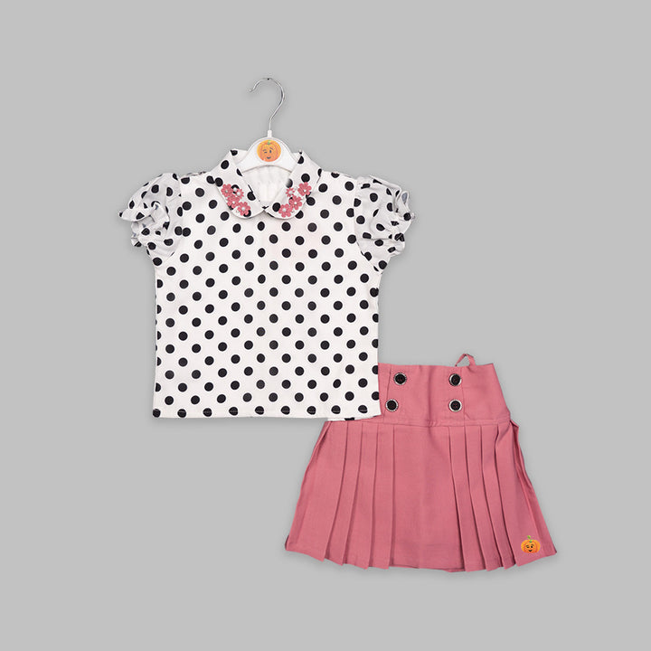 Skirt And Top For Kids With Dotted Patterns