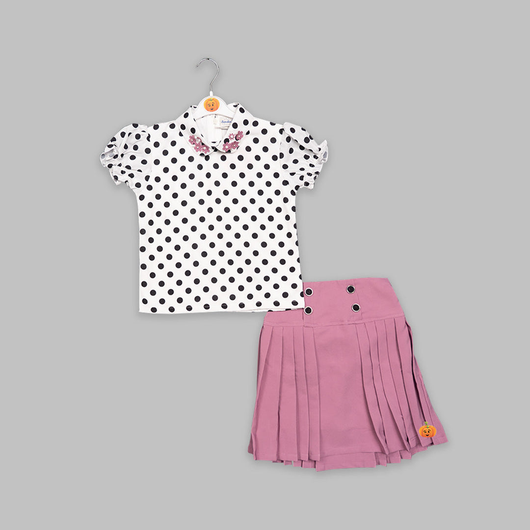 Skirt And Top For Kids With Dotted Patterns