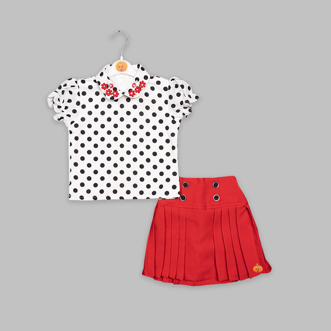 Skirt And Top For Kids With Dotted Patterns