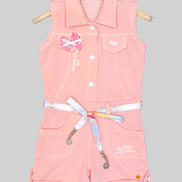 Collar Jump Suit for Girls Close Up View