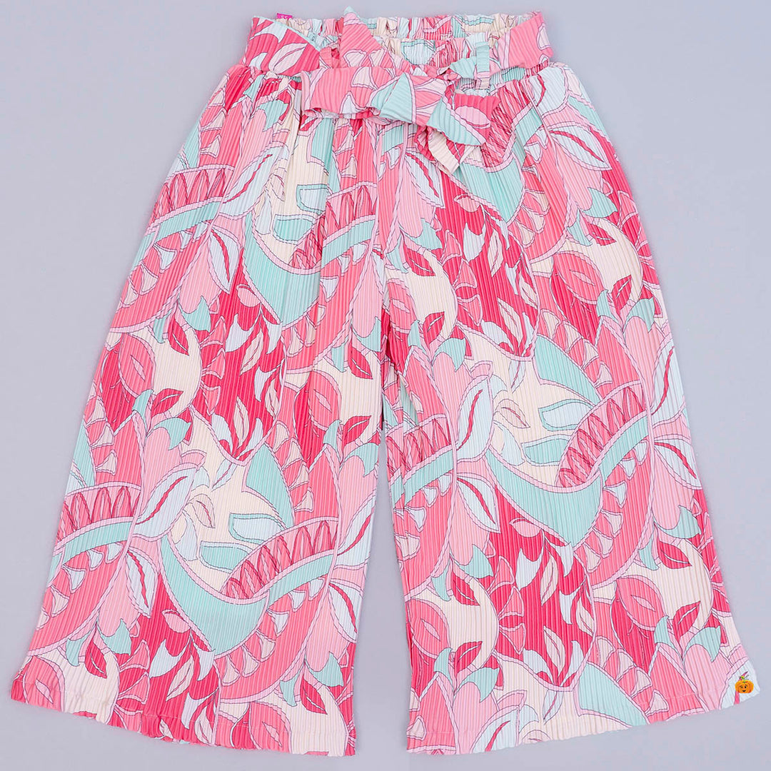 Peach Floral Culottes with Top Bottom View